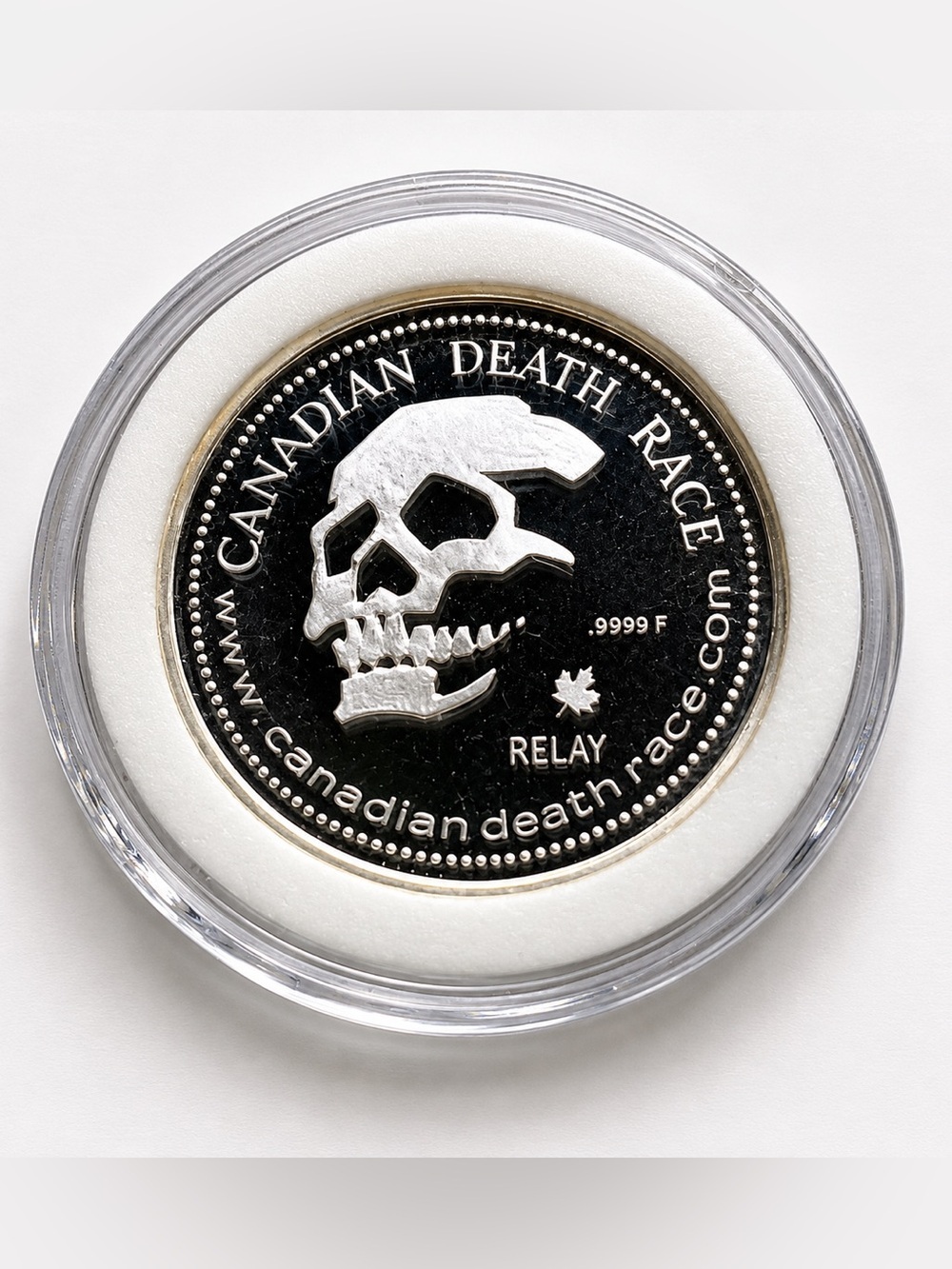 Canadian Death Race Grande Cache Alberta .9999 Silver Relay Medal Skull Coin​